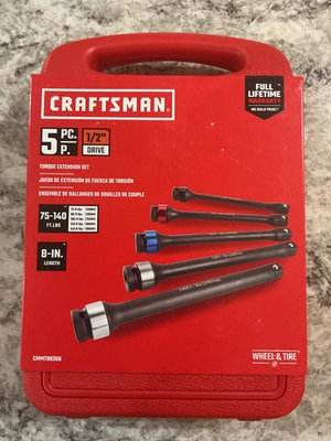 #ad CRAFTSMAN 5 Piece 1 2 in Drive 8 in Socket Extension Set Mod #CMMT98356 $53.99