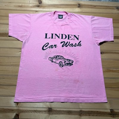 Vintage 80s Linden Car Wash Auto Single Stitch Graphic Promo T-Shirt USA - XL