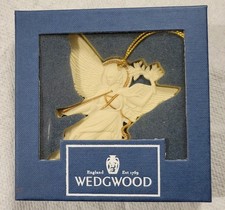 Wedgwood Angel Ornament White Jasper Gold Trim HARK the HERALD ANGELS Orig Box