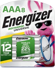 Energizer Recharge Universal Rechargeable AAA Batteries 8 Pack , Standard