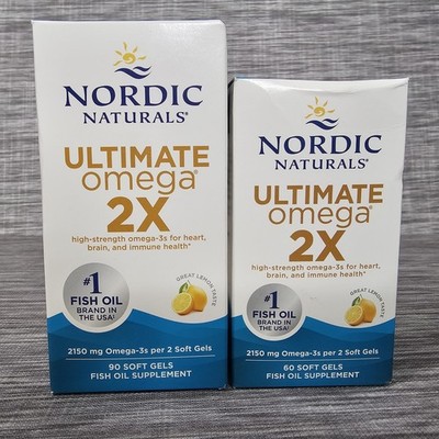 2 Pack Nordic Naturals Ultimate Omega 2X Lemon 150 Total Soft Gels Exp 11/27