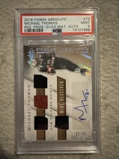 2016 Absolute Michael Thomas #13 RC Auto /15 Rookie Premiere Materials PSA 9