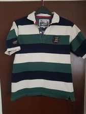Cotton Traders England Poloshirt Kurzarm Gr. M grün weiß marine Hoops