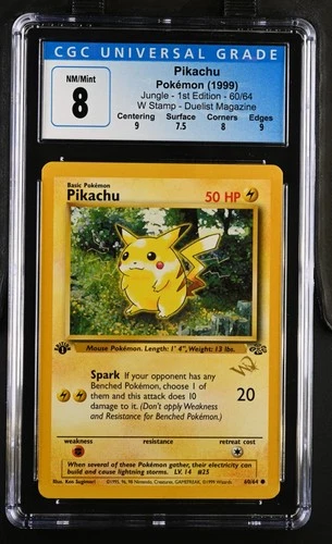 Pokémon 1999 Pikachu W Stamp Duelist Magazine Jungle - 1st Ed. #60 CGC 8