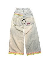Muse JNCO Denim Jeans Wide Straight Leg Sz 1 Girls Women Flowers Girlie Stuff