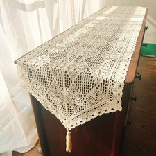 Sciarpa comò runner da tavolo 14x39 pollici vintage all'uncinetto ovale pizzo tovaglietta centrino
