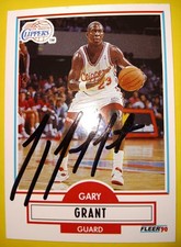 1990 Fleer #U-40 GARY GRANT L.A. Clippers Signed NBA Basketball Card Autograph