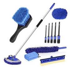 62" Microfiber Car Wash Brush with Long Handle, Car Washing Mitt, Blue Set