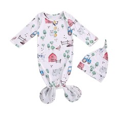 Knotted Baby Gowns Newborn Coming Home Hospital Outfit Sleeper Apparel