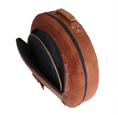 WerKens 22  Leather Cymbal Bag With 16  Pocket for Hi Hats And Backpack Straps