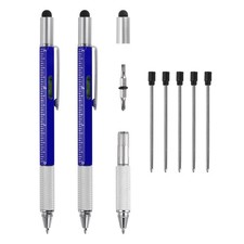 2pcs 6 in 1 Metal Multitool Tech Tool Pen Gifts with Ballpoint Pen Blue