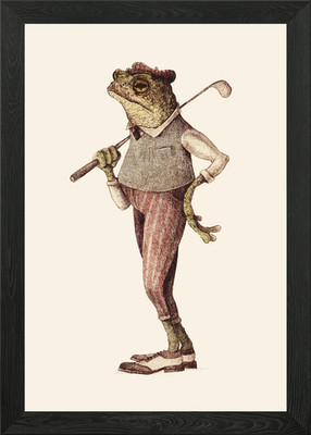 Frog swing Framed Wall Art Poster Canvas Print Picture