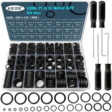 1200 Pcs 24 Size Universal Rubber O-Ring Assortment Kit with 4-Piece Precision P