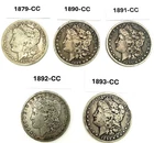 Lot of 5 Carson City Morgan Dollars: 1879-CC, 1890-CC, 1891-CC, 1892-CC, 1893-CC