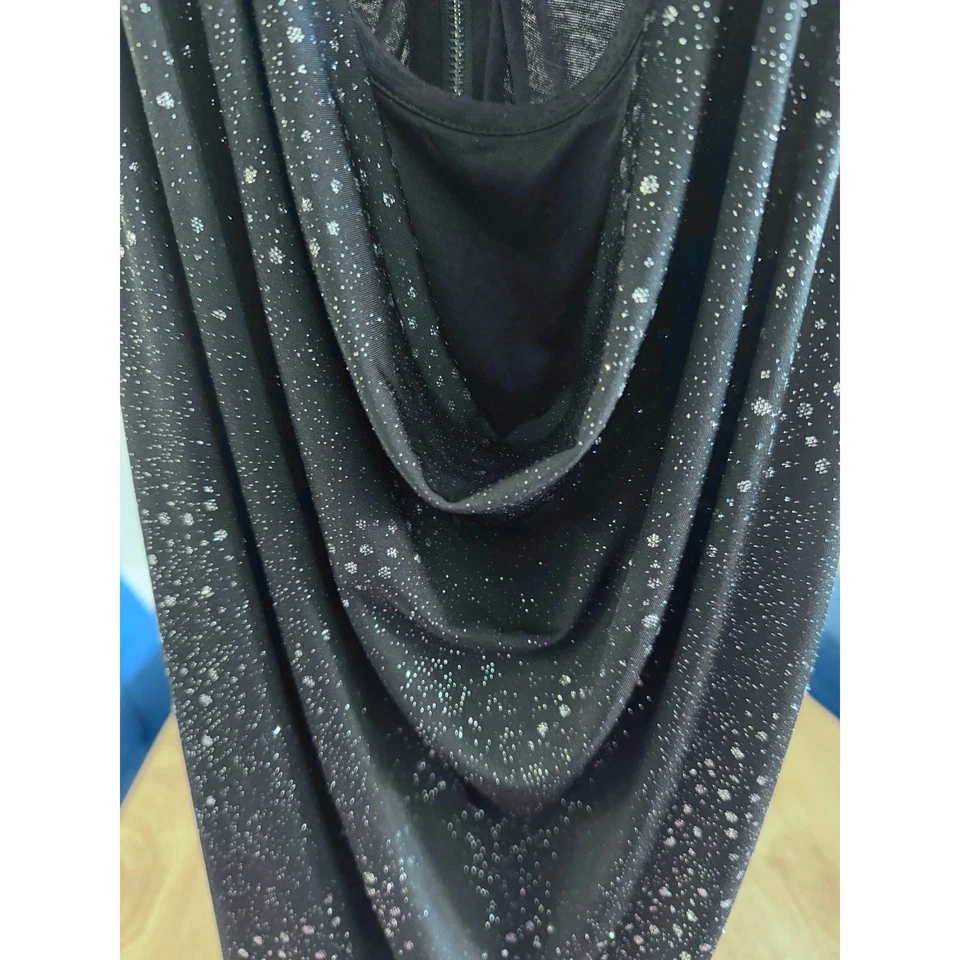 Rock & Republic | Camiseta sin mangas cuello capucha brillo negro | Mujer’s Talla XS Foto 2 de 4