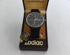Zodiac Astroquartz Ref 1192.970 Black Oval Jumbo Men's Day/Date Wristwatch
