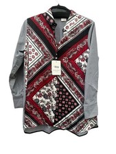 Marina Rinaldi Women's Button Down Blouse NWT Long Sleeve Sz 18 Stripe Paisley