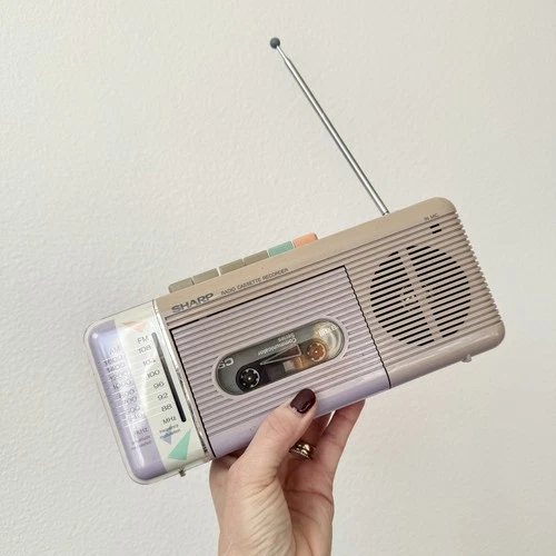 Vintage Retro Sharp QT-5(GR) AM/FM Radio Cassette Recorder Circa 1980s WORKS