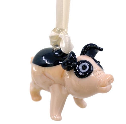 Ornamento Maiale - Statuina Albero di Natale da Appendere Arte in Vetro, Confezione Regalo - Foto 1 di 9