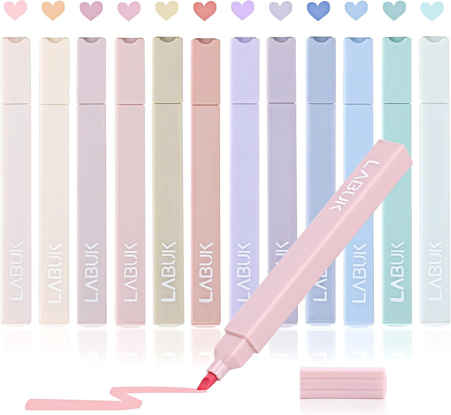 12pcs Pastel Highlighters Aesthetic Cute Bible Highlighters and Pens No Bleed-image