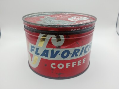 Vtg 1# Flav-O-Rich key wind coffee can w/ kitchen canister set offer Super Valu