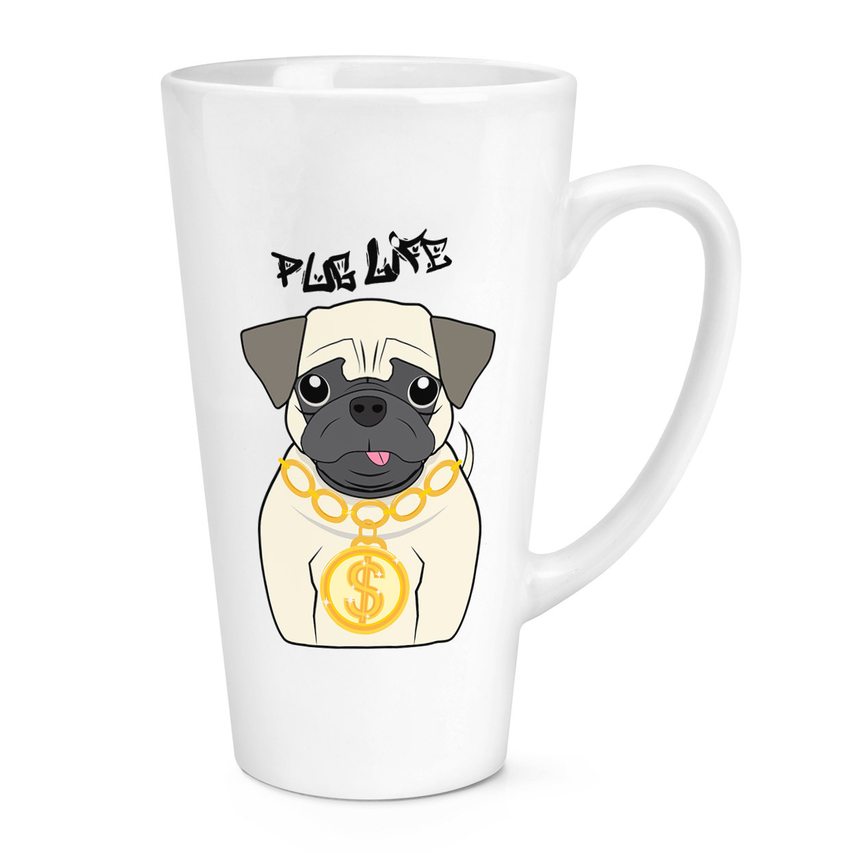 Pug Life Dog 17oz Large Latte Mug Cup - Funny Puppy