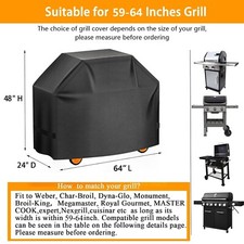 600D Heavy Duty BBQ Grill Cover for Outdoor Grill 64 Inch Waterproof Rip-Proof