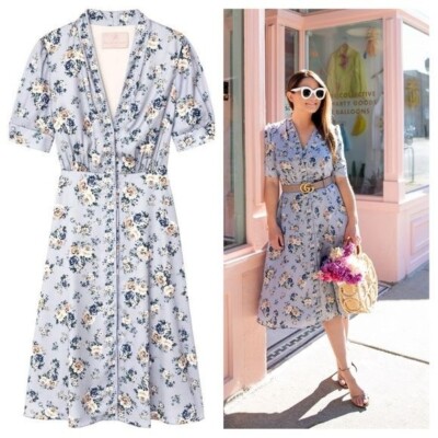 gal meets glam blue floral dress Blue Floral Midi Cotton Casual Dress: Carmen Blue Floral / XSmall