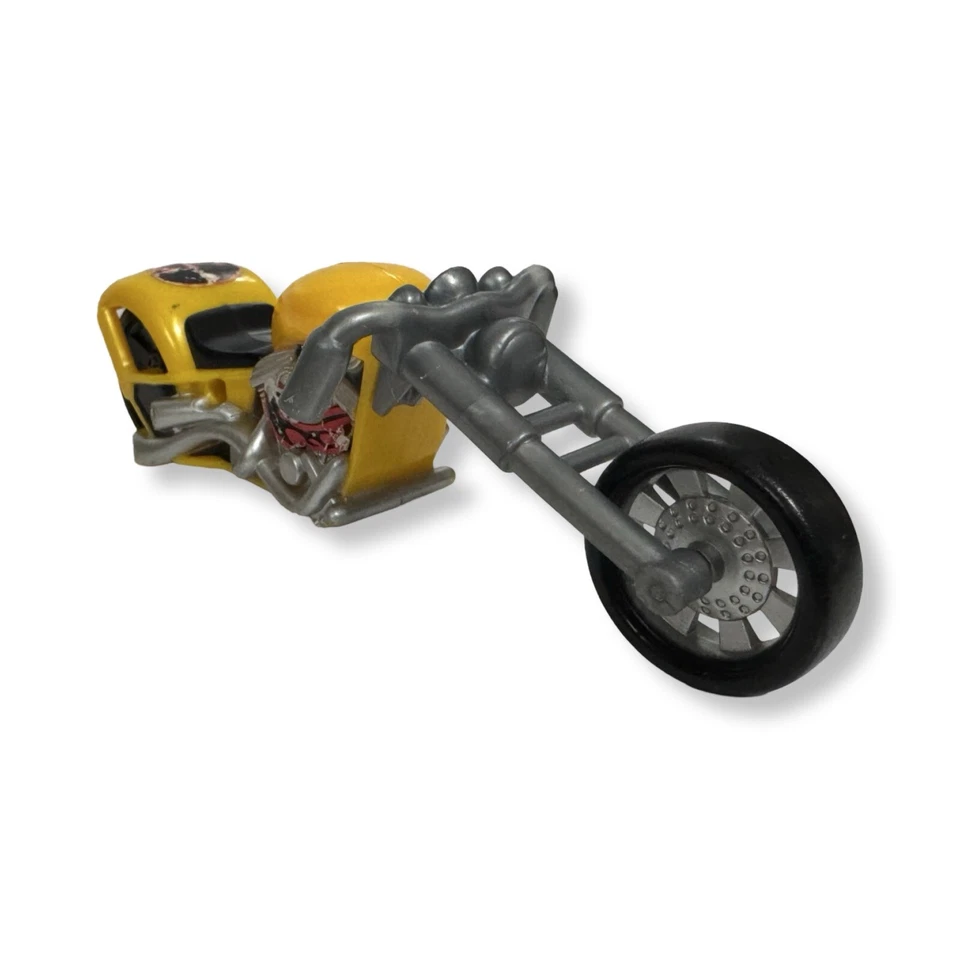 WP Chopper Motocicleta Juguete 6 pulgadas Amarillo Plástico Bicicleta Llama Calavera Gráficos Foto 3 de 4