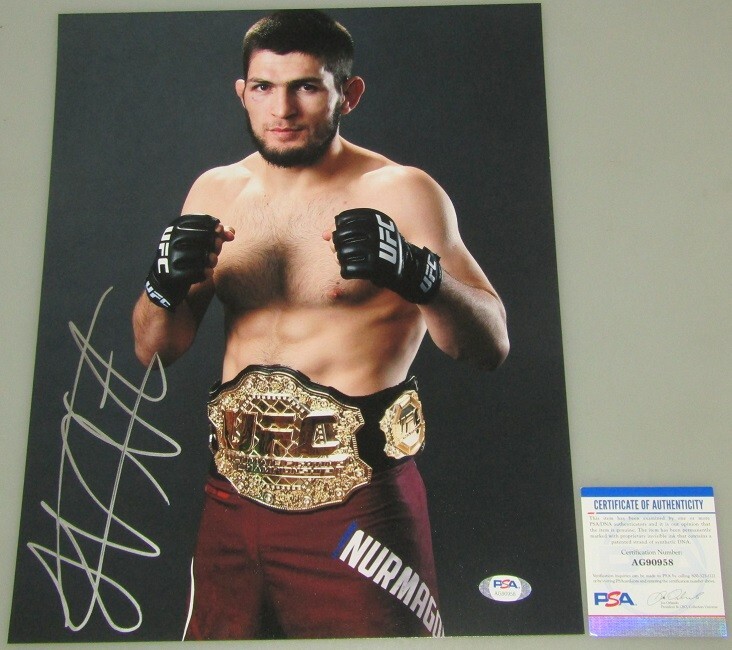 KHABIB NURMAGOMEDOV Hand Signed 11"x14" Photo +PSA DNA COA   *BUY 100% GENUINE *