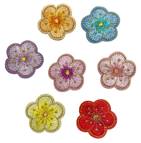 Multicolour Flowers Self Adhesive Fabric Sticker Applique Patch - Picture 5 of 10