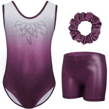 Gymnastics Leotards for Girls Sleeveless Rhinestone Kids Dance Unitards Biket...