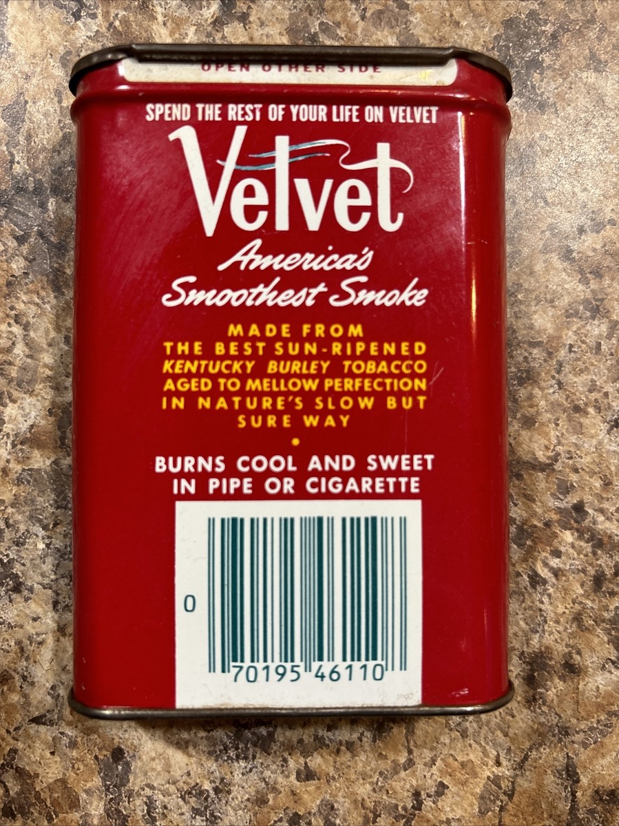 Vintage Velvet Pipe & Cigarette Tobacco Tin Net Weight 1-1/2 Oz