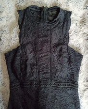 Ladies TOPSHOP Short Black Stretchy Lace Sleeveless dress size 10