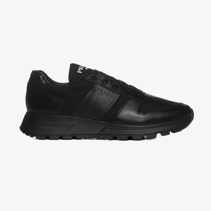 Fabric and leather shop sneakers prada