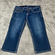 Vigoss Blue Ankle Cropped Jeans with Distressed Details zs 11/12