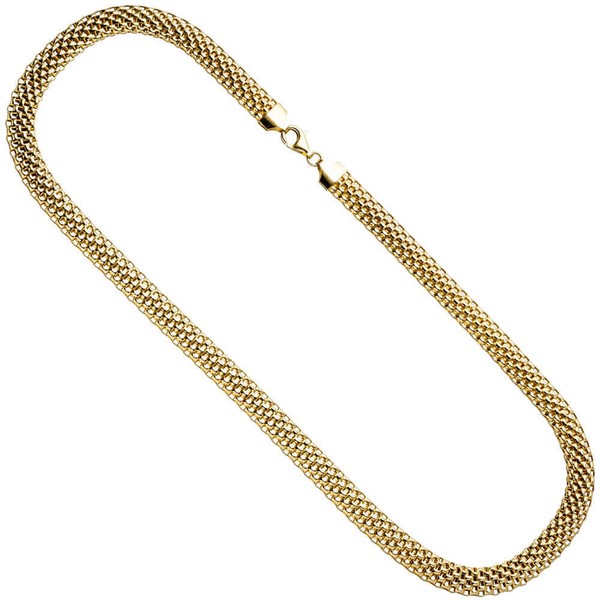 8Mm Kette Collier Aus 925 Silber Vergoldet Halskette Halsschmuck 45Cm, Damen-image