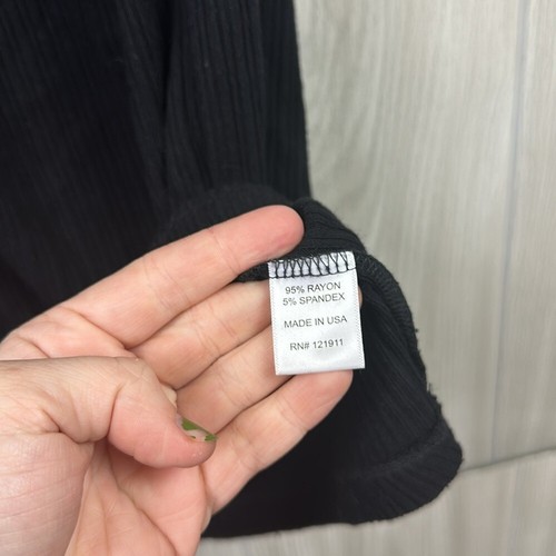 LNA Womens Dress Medium Black Cut Out Long Sleeve Midi Jersey Knit Cocktail Body - Picture 4 of 8