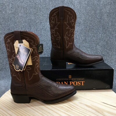 NEW Dan Post Boots Mens 11 D Mid Pull On Western Cowboy Brown Leather Low Heels