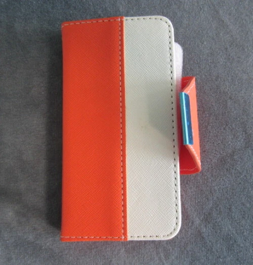 ULAK E3790 橙色和奶油色 iPhone 5 钱包式硬质保护壳 — 第 3/4 张图片