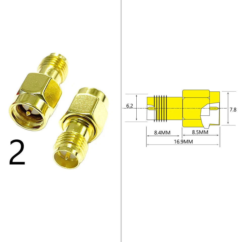 1PC SMA male to RP-SMA female jack inner pin RF connector Adapter straight NEW - Image 2 of 4