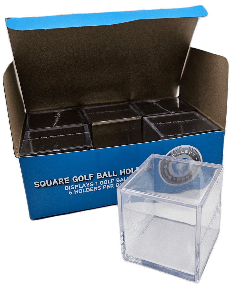 (Box of 6) CSP Square Golf Ball Holder - Mini Cube Display Case Extra Clear