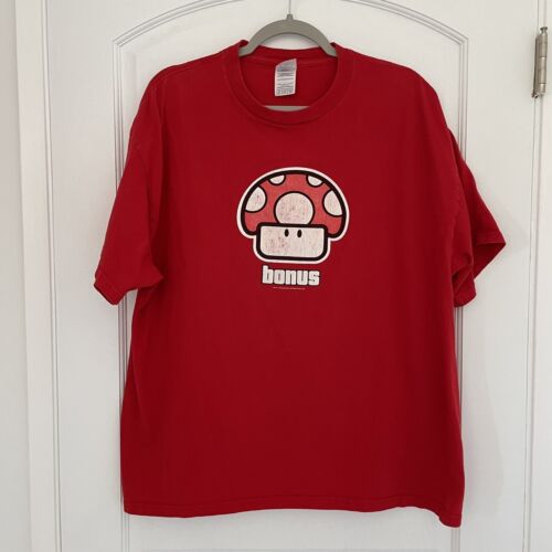 Vintage 2003 Nintendo Mario "Bonus" Mushroom Shirt, sz XL, Video Game Y2K Yoshi - Afbeelding 1 van 5