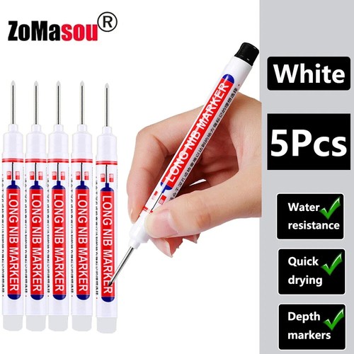 White Long Head Markers Pen 2cmWoodworking Deep Hole Marker Pens Metal Carpenter - Picture 31 of 70