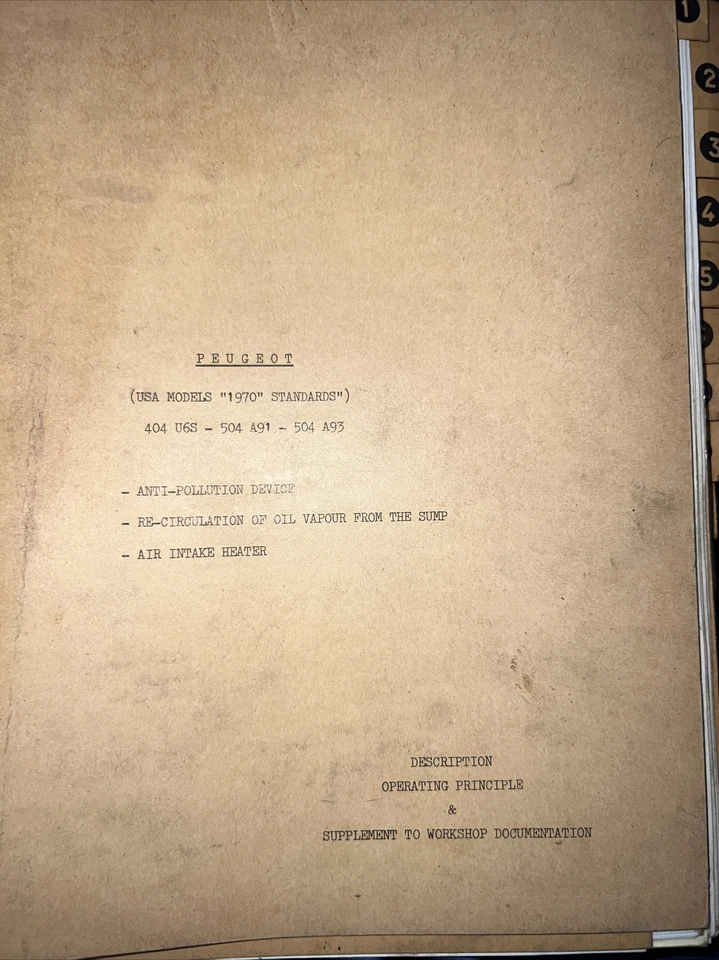 Peugeot 504 Inglés Manual Taller Estados Unidos Modelos 1970 Estándares En muy buen estado+++ Foto 2 de 4