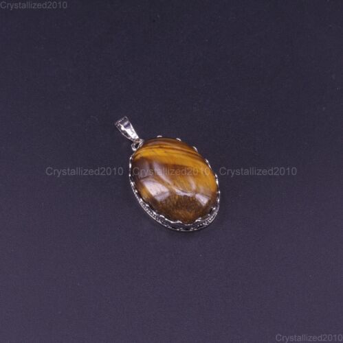 Natural Gemstones Oval Shape Reiki Chakra Healing Pendant Necklaces Beads Pick - Picture 34 of 34