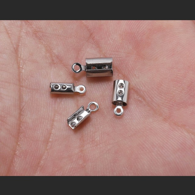 50pcs Stainless Steel Cords Crimp End Beads Caps DIY Bracelet Jewelry