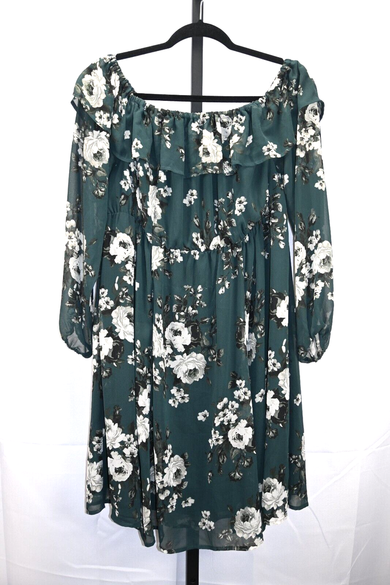 Torrid green floral dress plus size 0 RN#148862 100% polyester | eBay