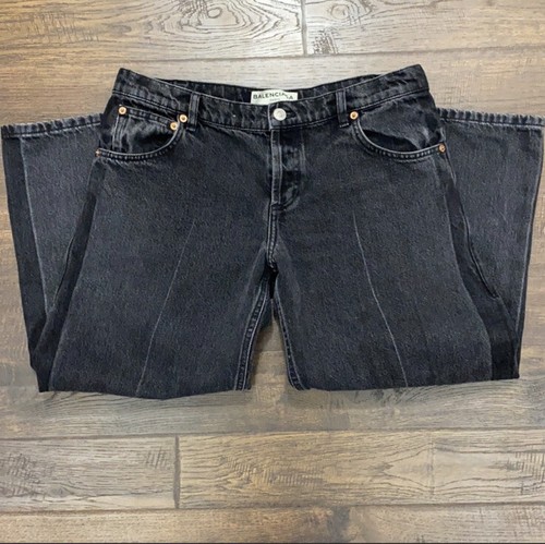 BALENCIAGA scolorito nero corta in Denim A Gamba Larga, US Taglia 4 | eBay