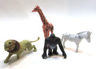 Africa Lion Giraffe Gorilla Zebra Vintage 3-4" Hard Plastic Toy Models — photo 1